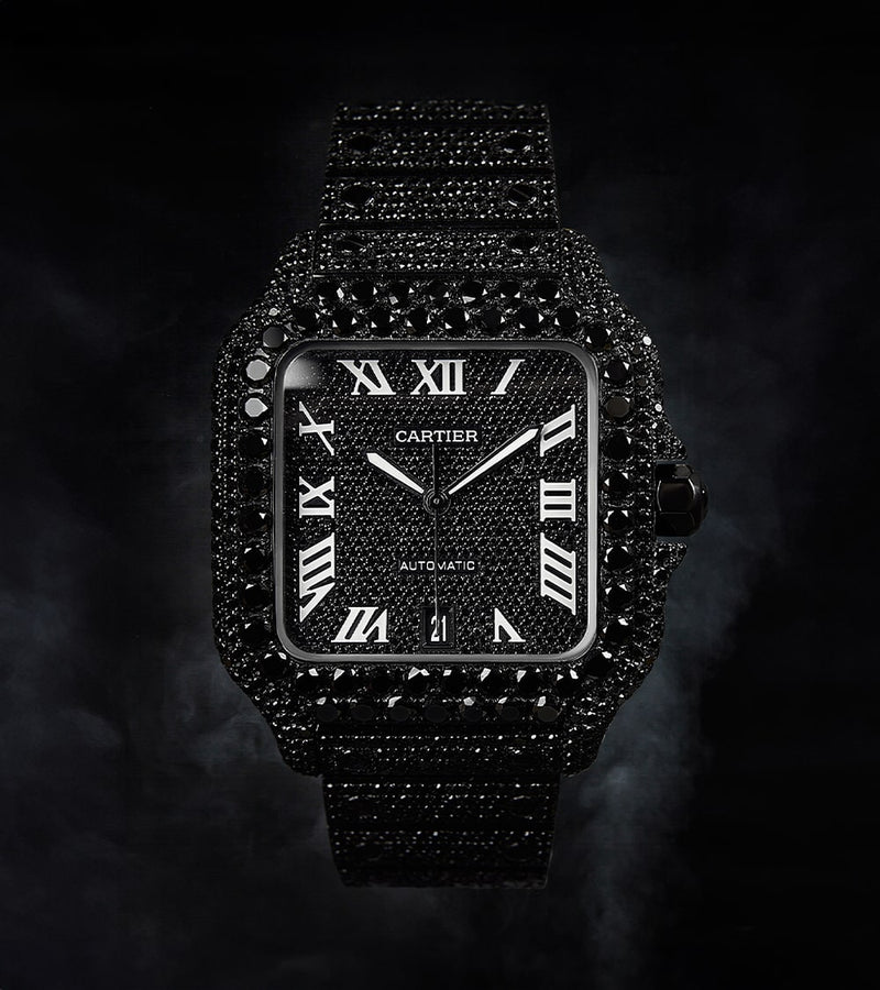 Image of a Cartier Santos Large set with Black Diamonds